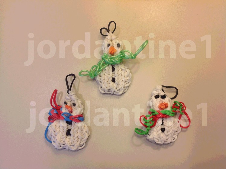 How To Make A Rainbow Loom Small Snowman Charm or Ornament With Two Snowballs