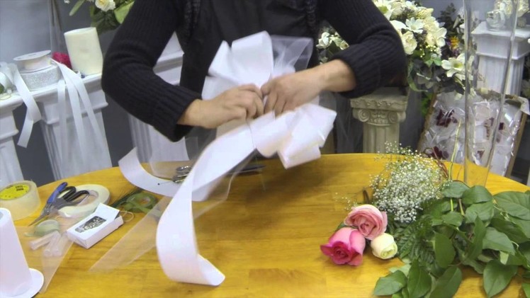How to Make Pew Bows with Tulle,Ribbon and Fresh Flowers