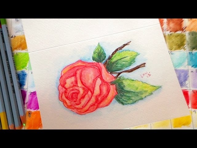 Vintage rose watercolor pencil tutorial