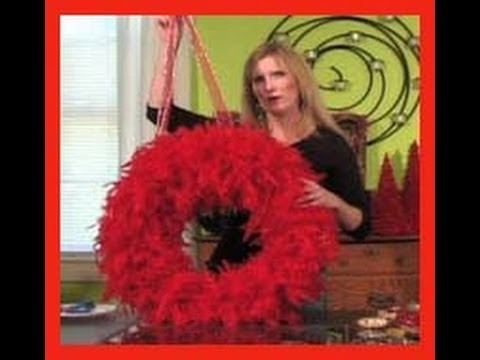 Christmas Decoration Ideas - Feather Boa Wreath and Card Holder