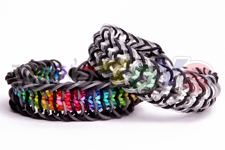 Inverse cage - rainbow loom bracelet tutorial - loom bands