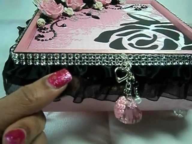 Pink and Black Altered Jewelry Box