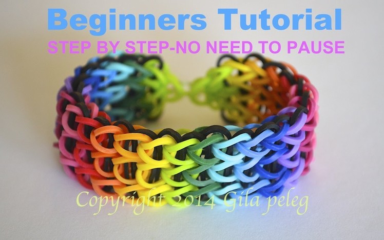 Rainbow Loom-Multicolor Triple Single bracelet for beginners-STEP BY STEP