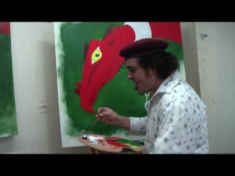 Art Lesson: How to draw and paint a Dragon using Acrylic Paint