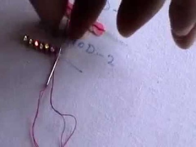 HAND EMBROIDERY- How to sew a sequins (outline stitch) method-2 )bordados de lentejuelas