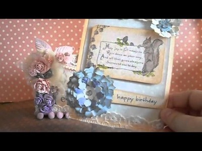 Handmade birthday card + dying flowers with watercolor
