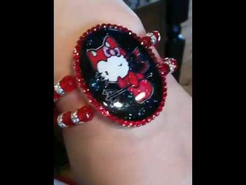 Hello kitty red devil glitter swarovski bracelet