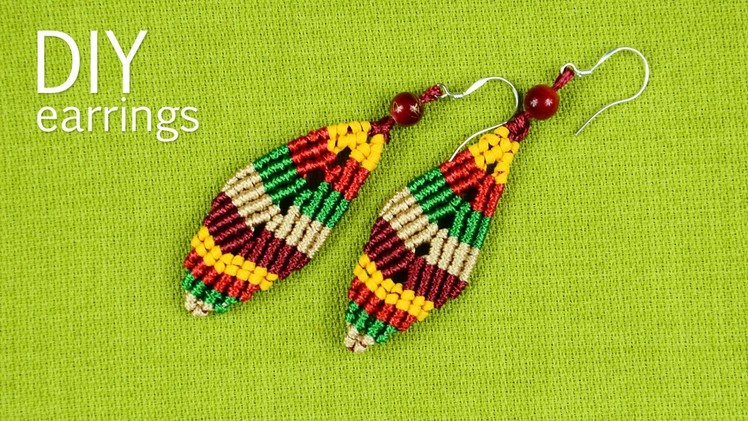 Multicolored Macramé Leaf Earrings - Tutorial