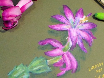 Oil pastel cactus flower