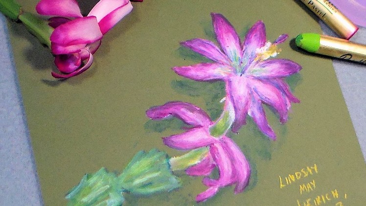 Oil pastel cactus flower