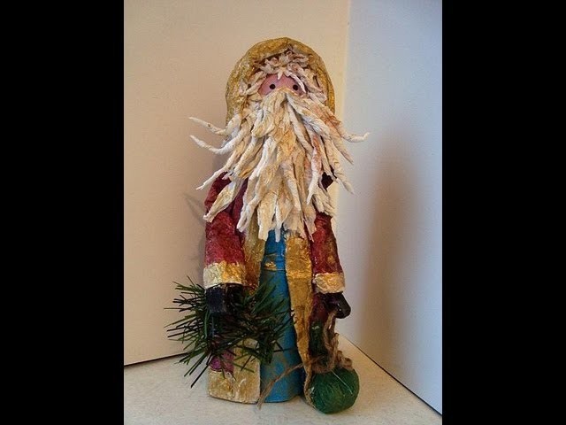 Papier Mache QUAINT SANTA FIGURE, Christmas figure, Father Christmas, St. Nick,