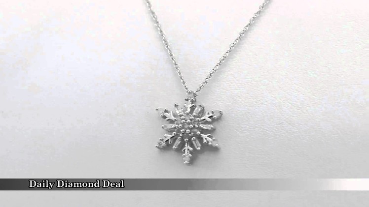 14K White Gold Diamond Snowflake Pendant Necklace