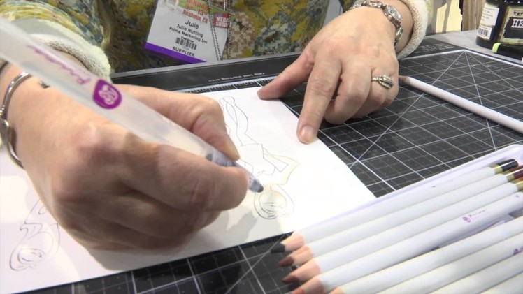 CHA2015 - Julie Nutting Demos Prima Watercolor Pencils with Her Paper Doll Stamps