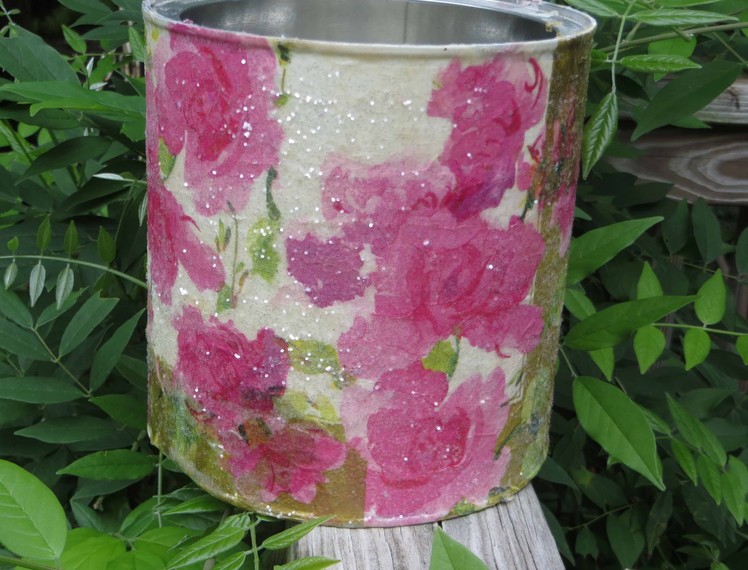 How to Decoupage a Coffee Can Recycle Cottage Chic Metal