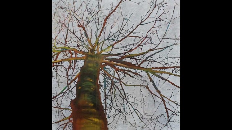 How to paint a tree with mixed mediaon canvas using Acrylics, pastels, ink and pencil
