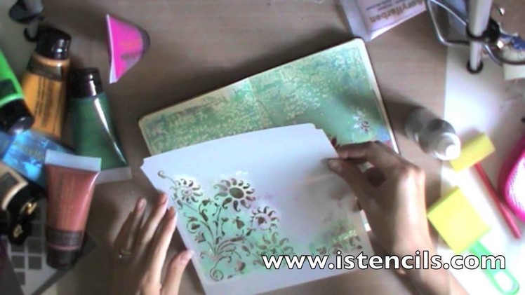 Mix media tutorial:Art Journal with gelli plate - Moleskine pages -