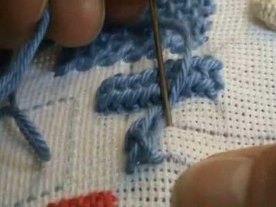 Plaited Braid Stitch for metal thread - Jacobean hand embroidery