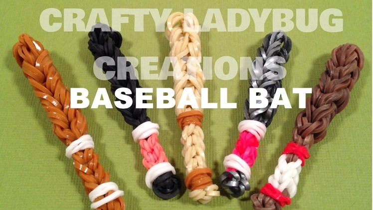 Rainbow Loom Bands BASEBALL BAT CHARM How to Make Tutorial by Crafty Ladybug