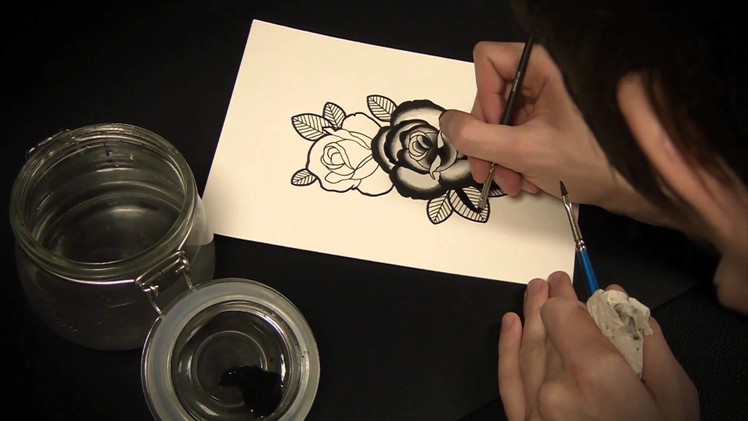 Traditional Rose Tattoo Flash Speed Painting