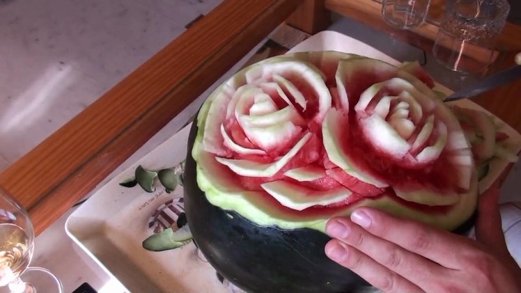 How to do fruit carving - Watermelon roses