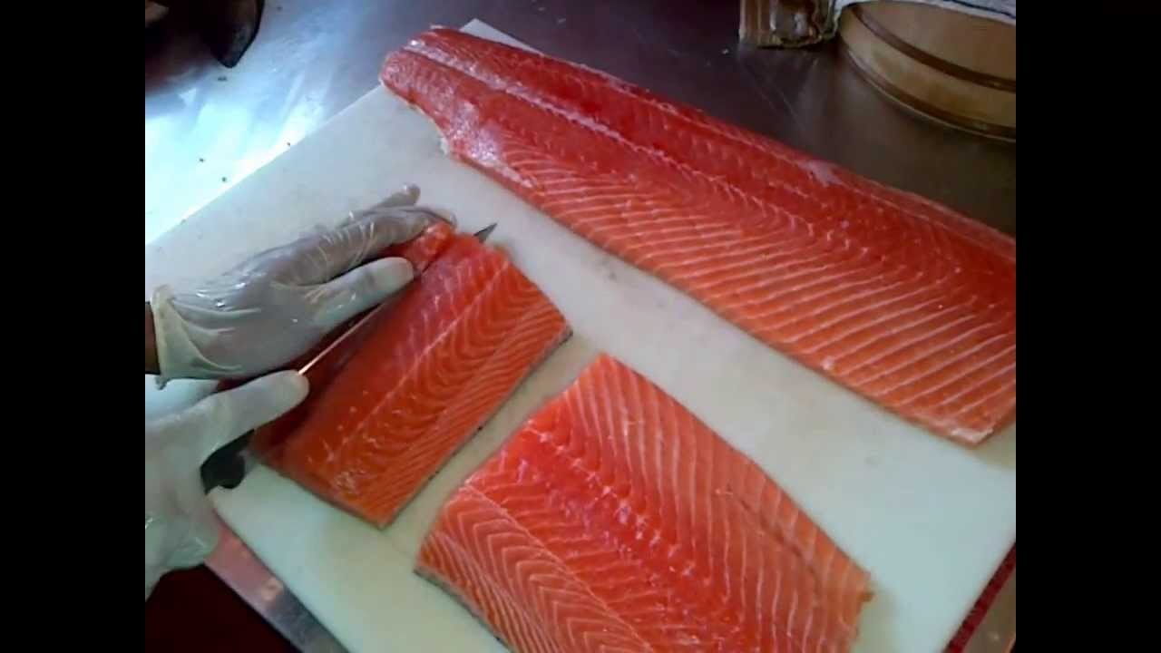 How to make Salmon Sashimi - How to cut Salmon