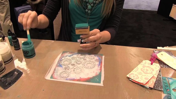 Scrap Time - CHA Winter 2013 - Stenciling with Claudine Hellmuth