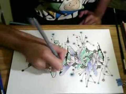 Shading and coloring doodle drawing with watercolor pencils :Foxko Creates: