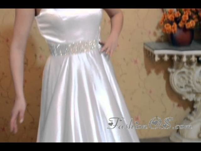 White Empire Satin Dress For Prom Night-Dressforquinces.com