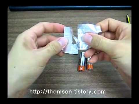 How to make a fire with 2 AA battery and gum paper