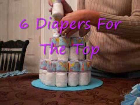 Make Diaper Cake  - With Help From Video + Easy Instructions