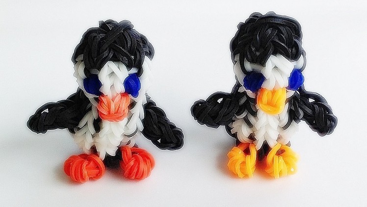 Rainbow Loom 3D Stuffed Penguin Charm (DIY Mommy, How to make with loom + bands, 3D animals)