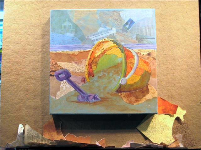 Torn Paper Painting - Golden Bucket