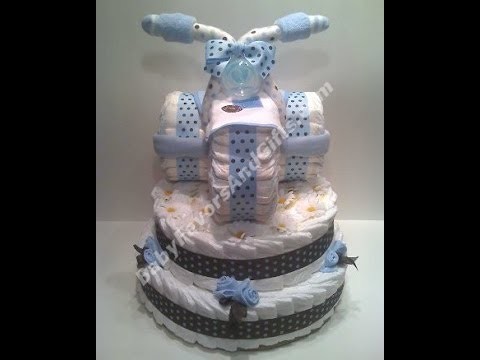 Tricycle diaper cake, baby shower gift ideas