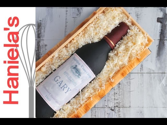 Wine Bottle in a Wood Crate Cake Tutorial, How To Make Gumpaste Wine Bottle, HANIELA'S