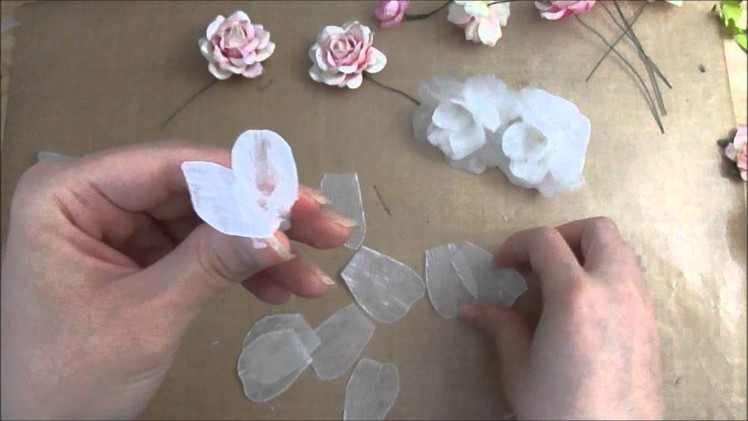 3 Lovely Flower's Tutorial using Melted Candle wax and Crepe Paper Streamers