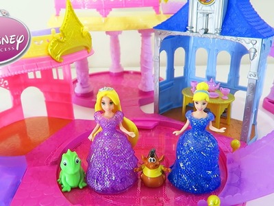 Disney Princess Glitter Glider Castle Playset Magiclip Flip N Switch Dolls Cinderella & Rapunzel!