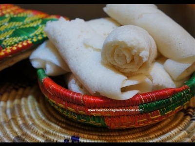 Ethiopian Food - Injera how to make recipe - Rice flour Version Not Tef Teff Amharic English