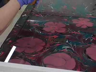 Marbling on silk or fabric: How to draw flowers in acrylic bath