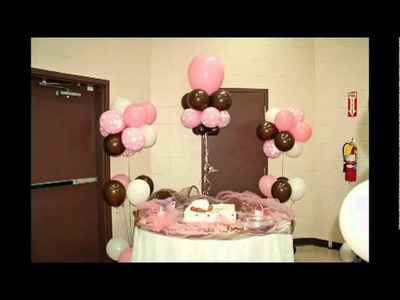 Pink, Chocolate Brown and White Baby Bottle Balloon Decorations
