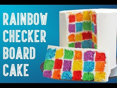 RAINBOW CheckerBoard Cake - How to Make a Surprise Inside Rainbow Cube Cake