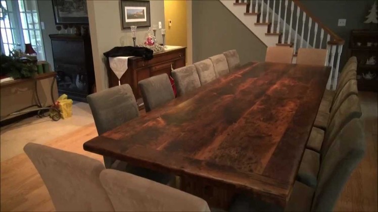 Reclaimed Wood Trestle Tables Finished with Epoxy by HD Threshing Floor Furniture