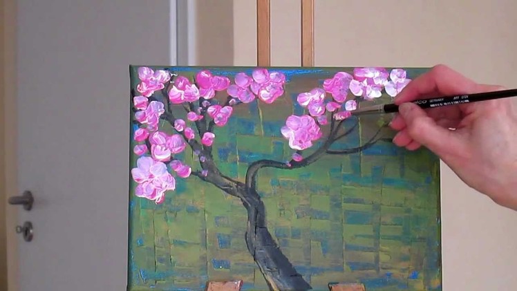 Tanja Bell How to Paint Cherry Blossom Tree Painting  Tutorial Lesson Technique Pink White Blossom
