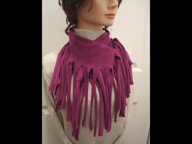 FRINGED T-SHIRT SCARF, recycled.