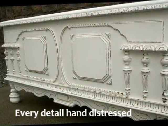 Hand Painted White Distressed Shabby Chic Blanket Chest Furniture