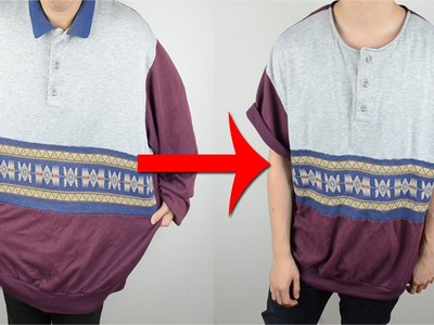 KAD Transformation #2:  Oversized sweater to Short-sleeve henley tee