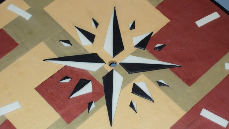 Polymer clay Clock craft! Part.4) Compass, star,emblem.  whatever you call it lol