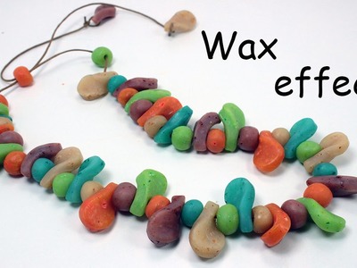 Polymer clay translucent beads with wax crayon