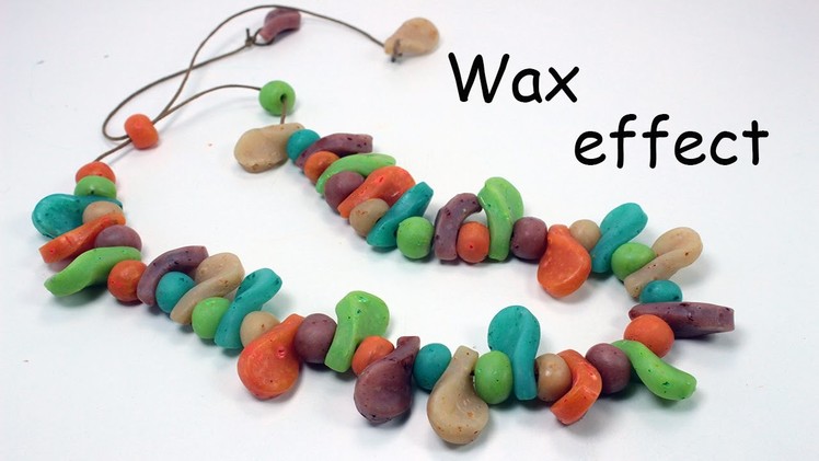 Polymer clay translucent beads with wax crayon
