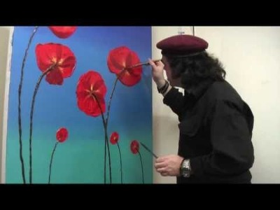 Art Lesson: How to paint 3D Poppies using Acrylic Paint