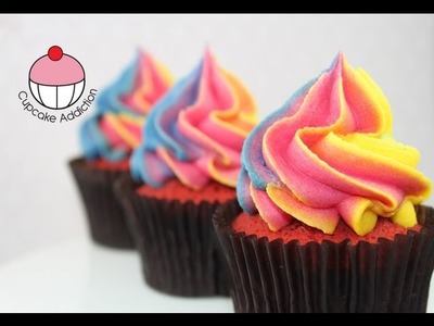 Easy Rainbow Frosting Swirl Technique for Cupcakes! - A Cupcake Addiction How To Tutorial